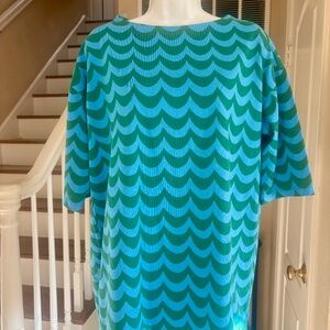 NWOT Marimekko x Uni Qlo Blue & Green Scallop Print Tunic Top Size M